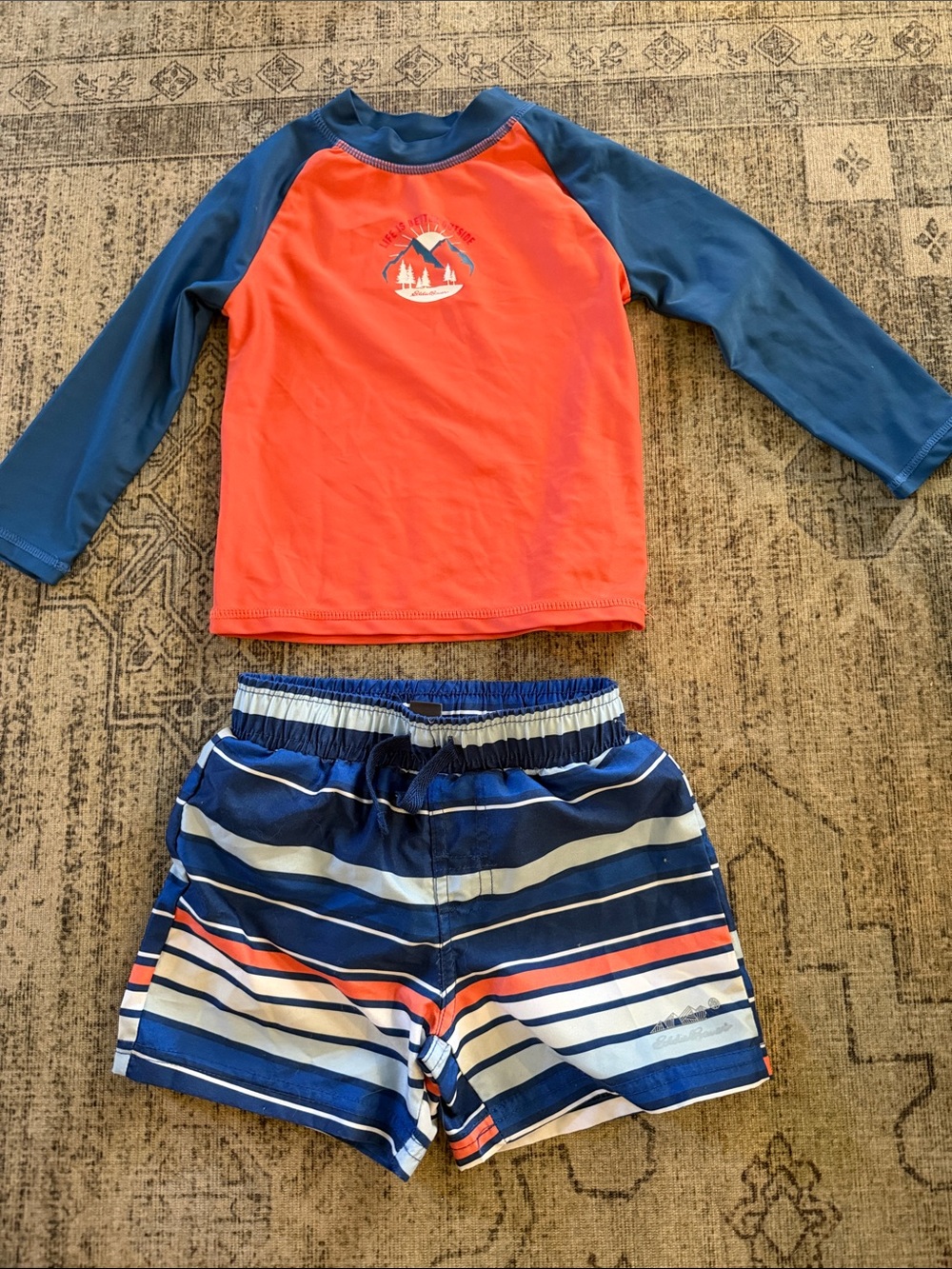 Eddie Bauer Orange & Blue Kids Rash Guard Swim Set
